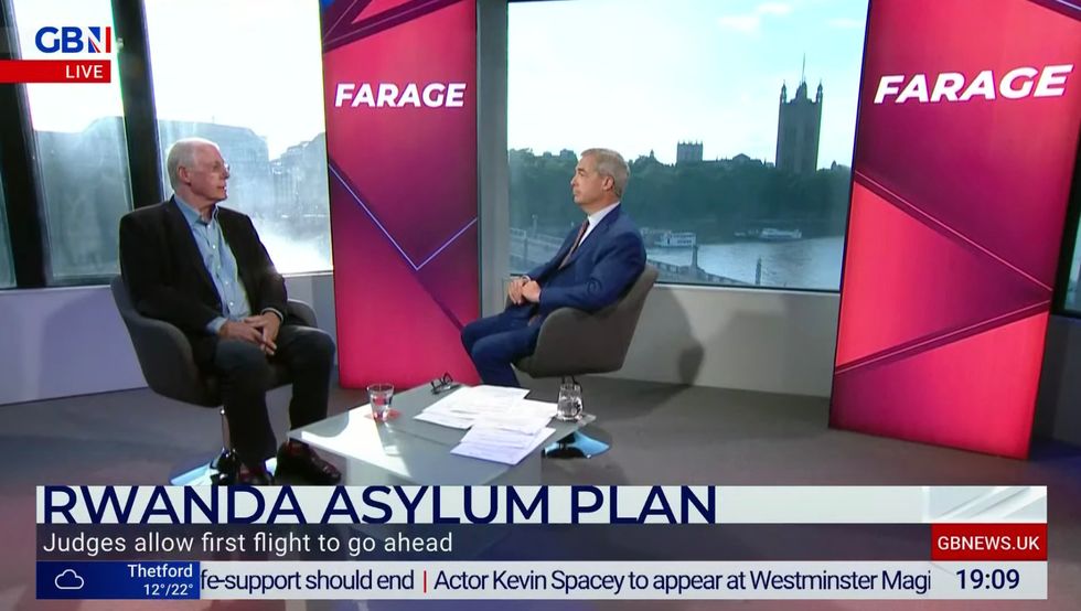 Nigel Farage speaking with Chris Magrath