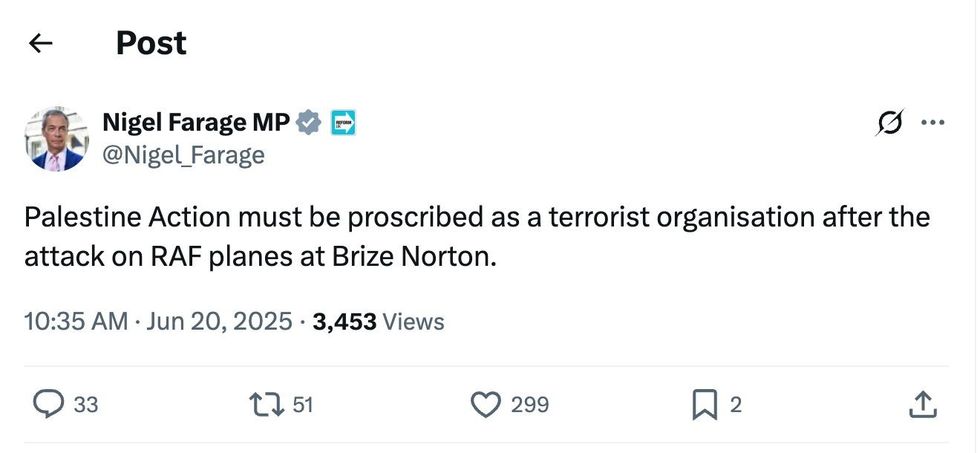 Nigel Farage Tweet