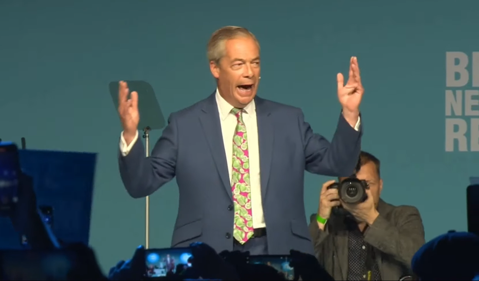 Nigel Farage was pumped up during his campaign rally in Birmingham
