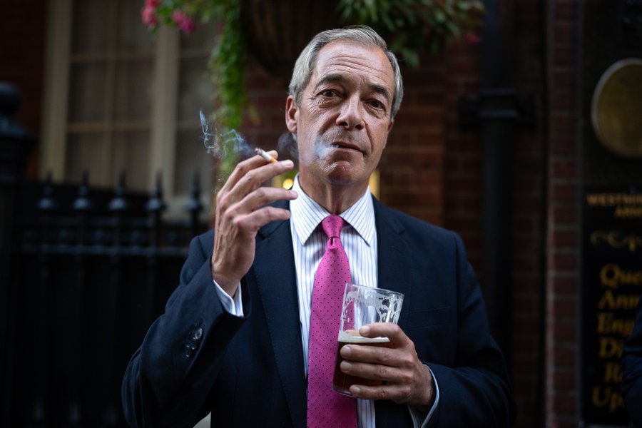 Nigel Farage with a pint