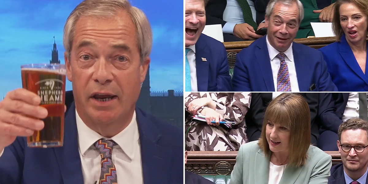 NextImg:Nigel Farage swipes back at Rachel Reeves after being caught off-guard by unexpected pub jibe