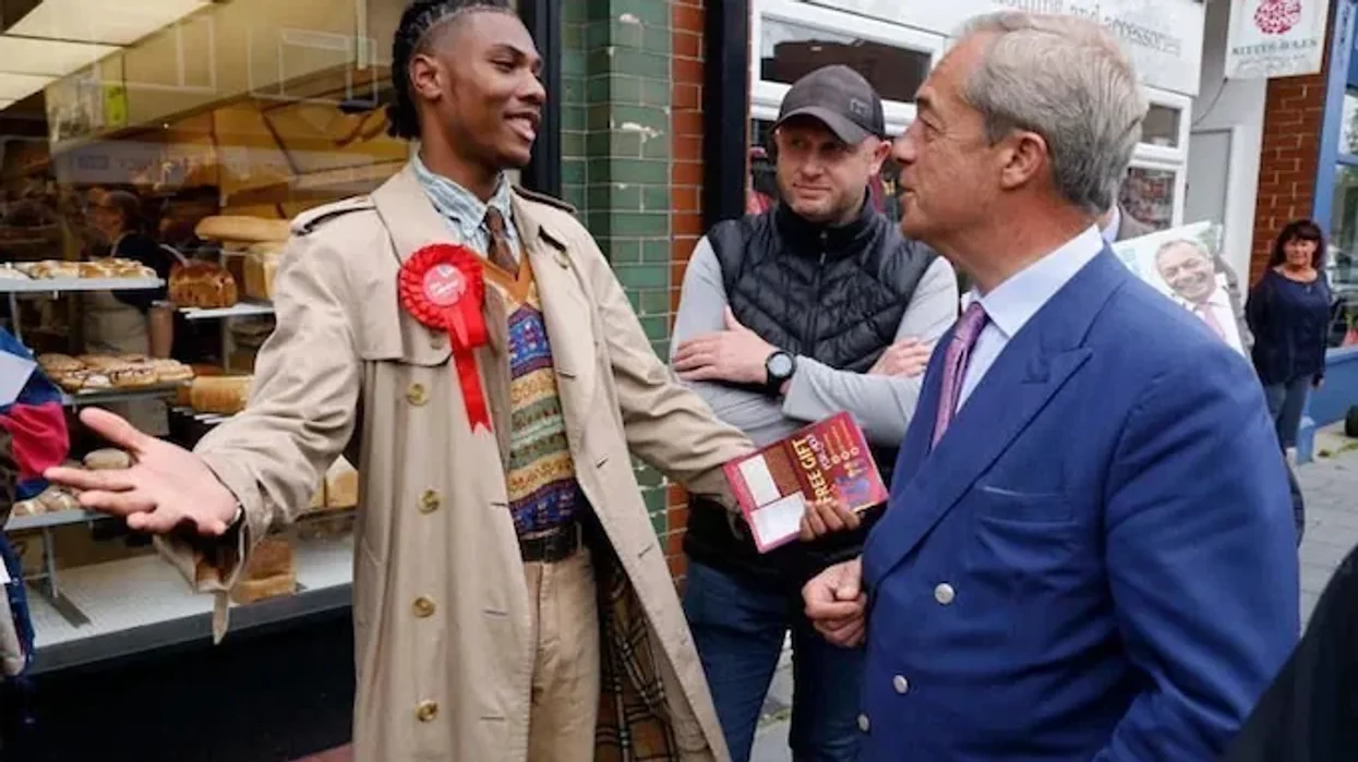 Nigel Farage with Labour candidate Jovan Owusu-Nepaul