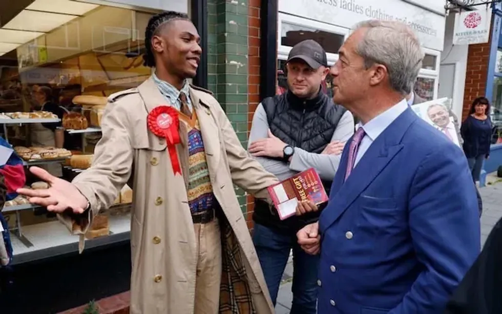 Nigel Farage with Labour candidate Jovan Owusu-Nepaul