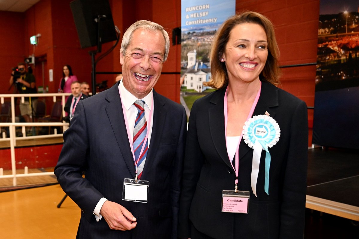 Nigel Farage with Reform UK's Sarah Pochin