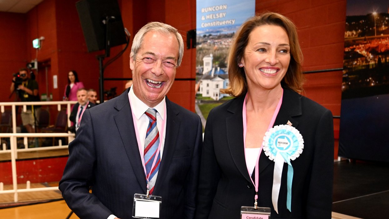 Nigel Farage with Reform UK's Sarah Pochin