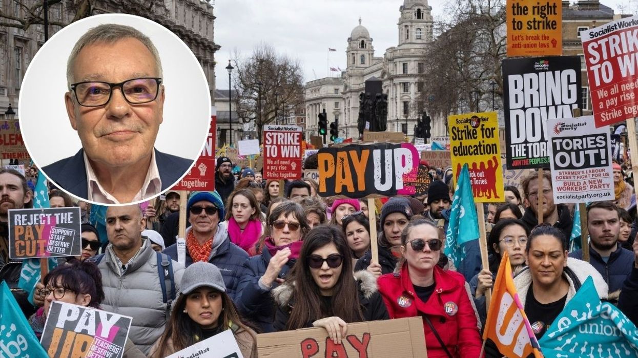 Nigel Nelson and education workers strike in London