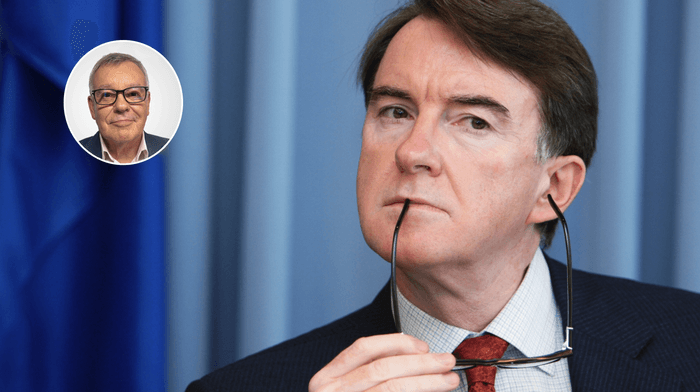 Nigel Nelson (left), Peter Mandelson (right)