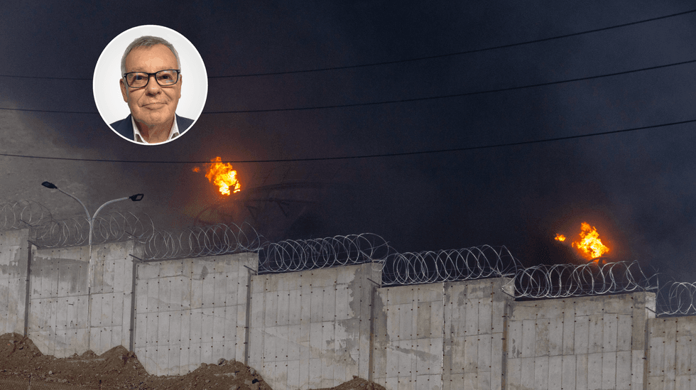 Nigel Nelson (left), Smoke billows after overnight airstrikes on oil depots on March 8, 2026 in Tehran, Iran (right)