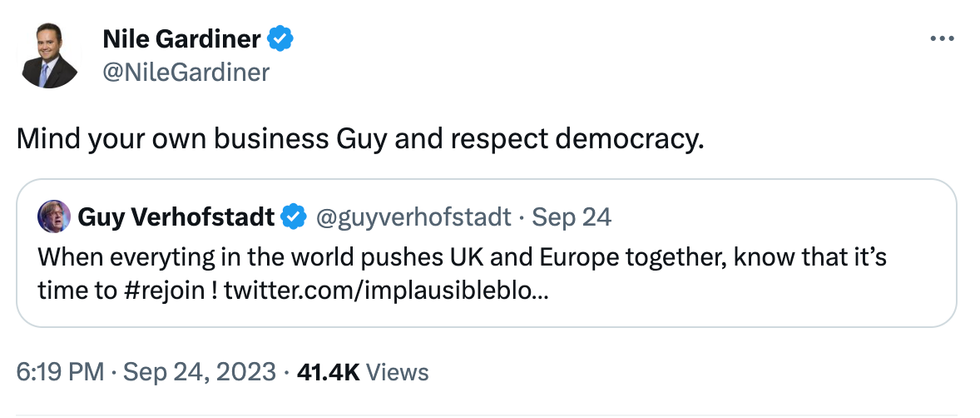 Nile Gardiner hit out at Guy Verhofstadt on X