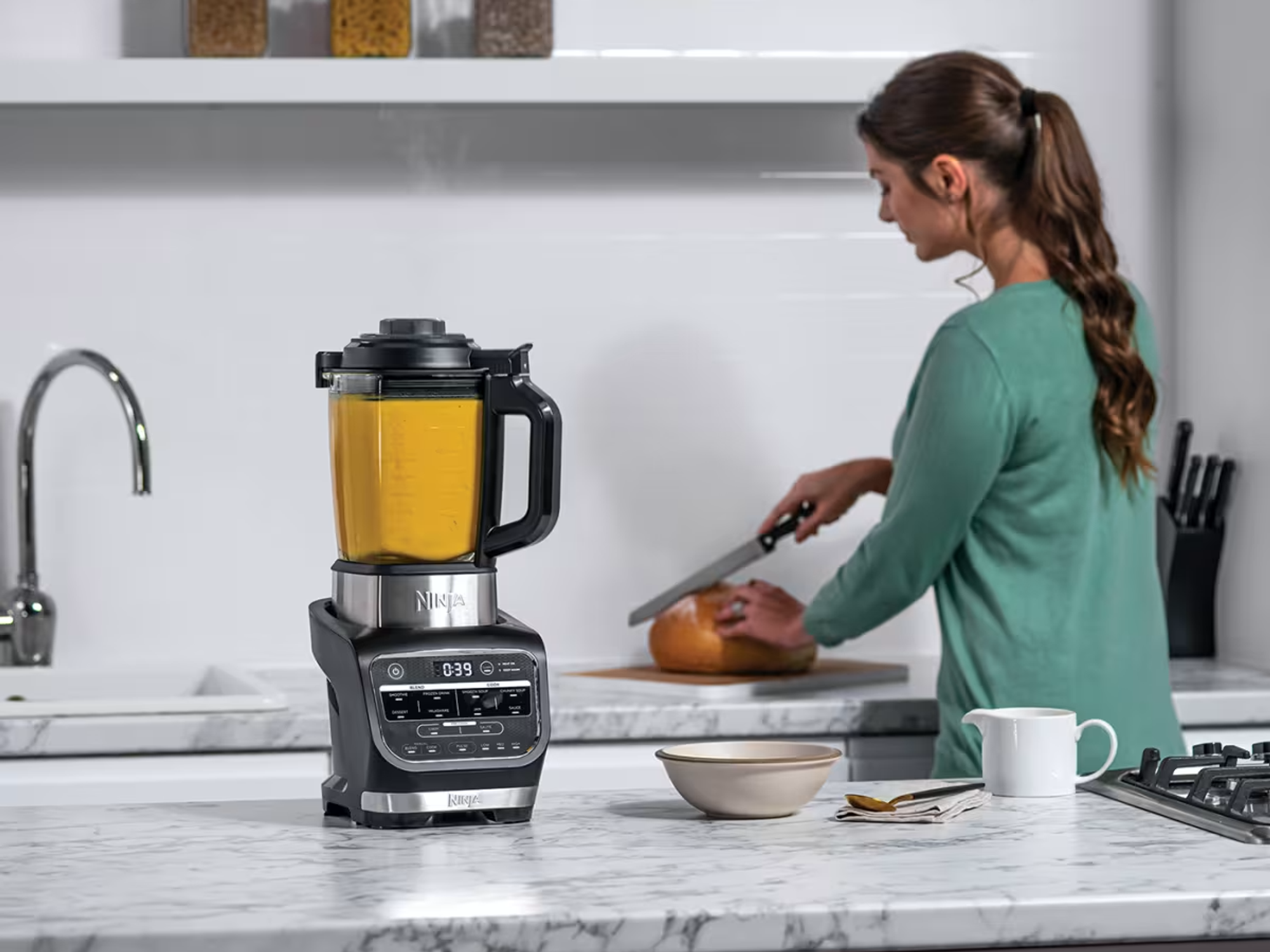Ninja Foodi blender and soup maker on kitchen counter