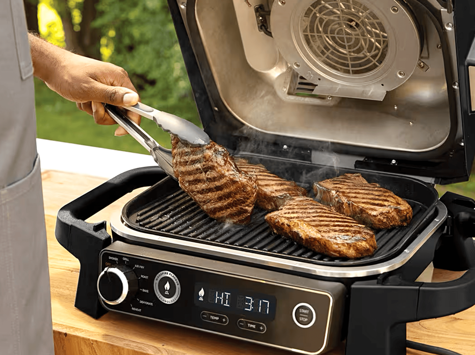 Ninja Woodfire Electric BBQ Grill and Smoker on table