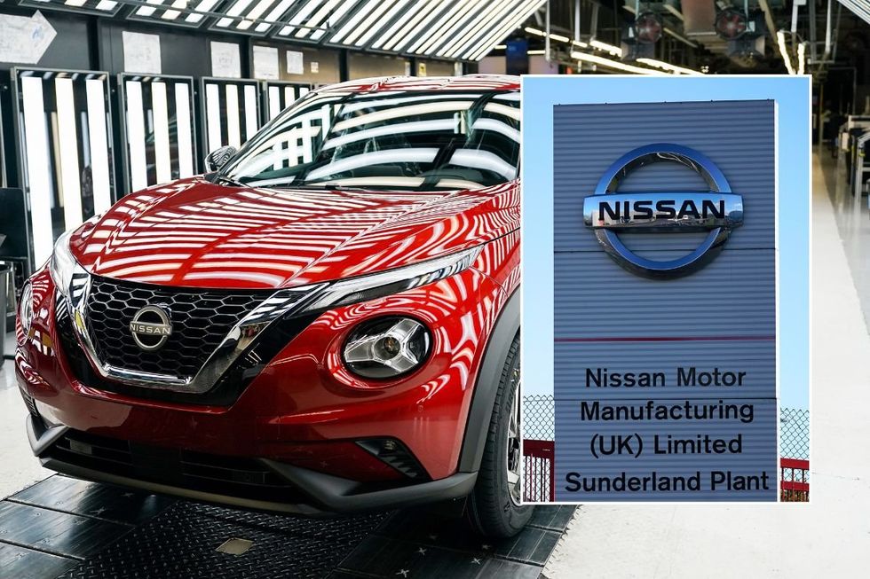 Nissan factory and a Nissan Sunderland logo