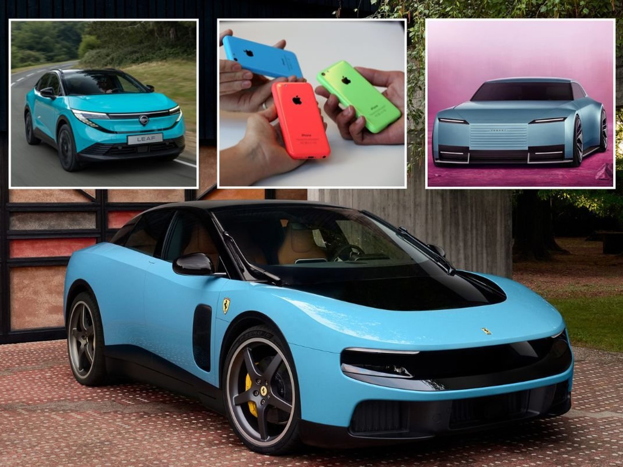 Nissan Leaf, iPhone 5C, Jaguar Type 00 concept and the Ferrari Luce