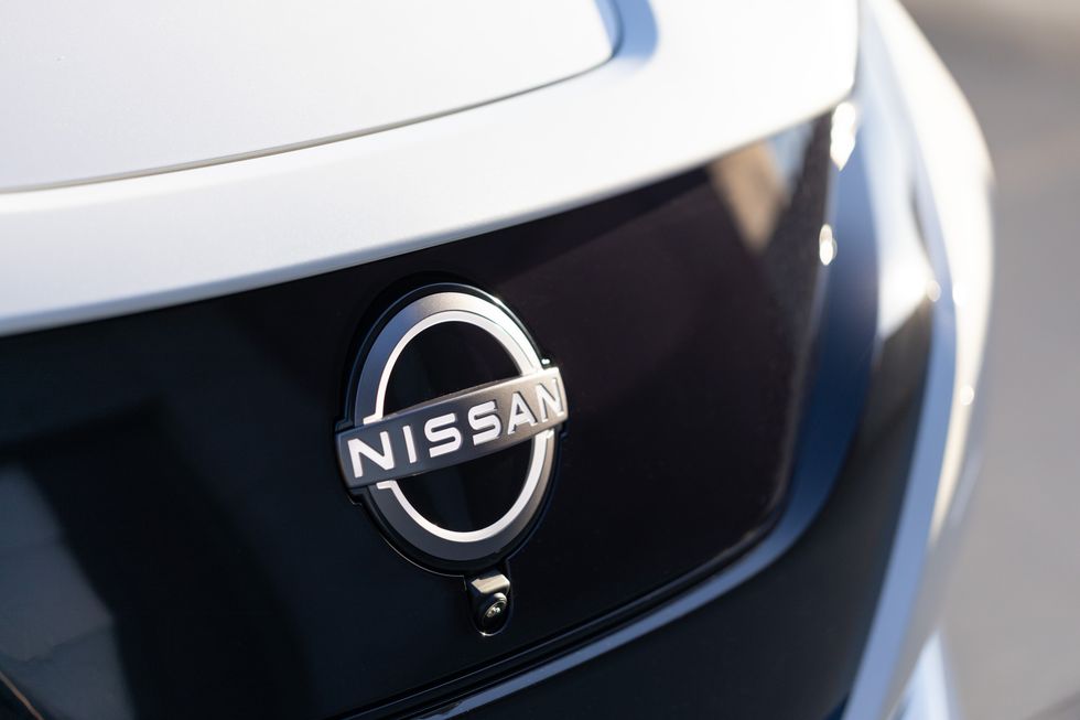 Nissan logo on electric car