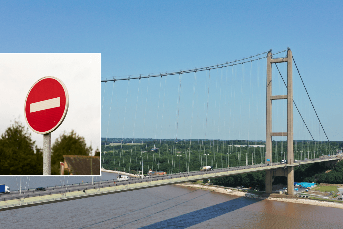 No entry sign and Humber Bridge