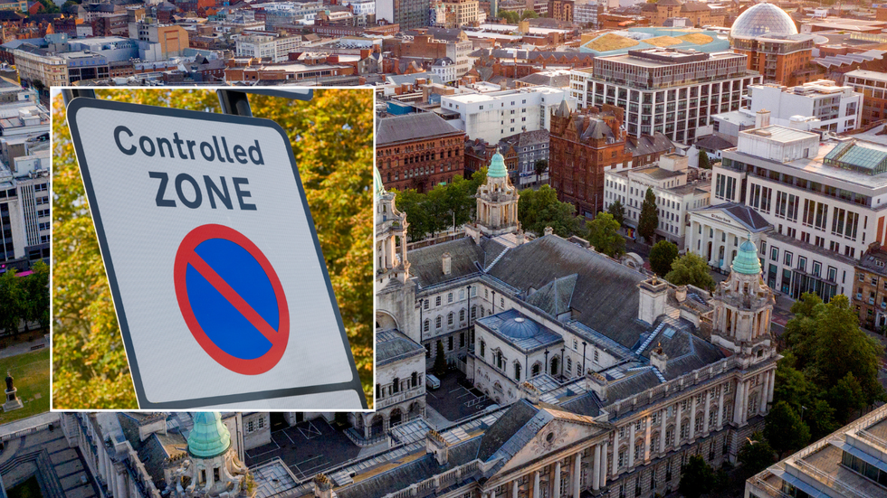 No parking sign and Belfast city centre