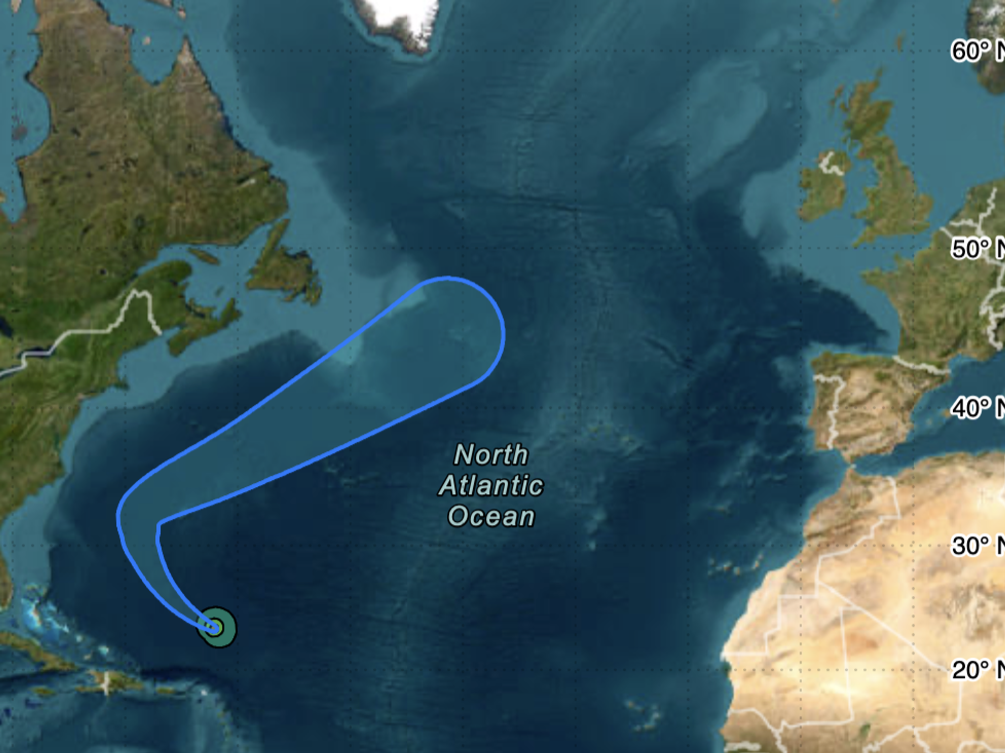 NOAA weather map shows Hurricane Humberto heading towards UK