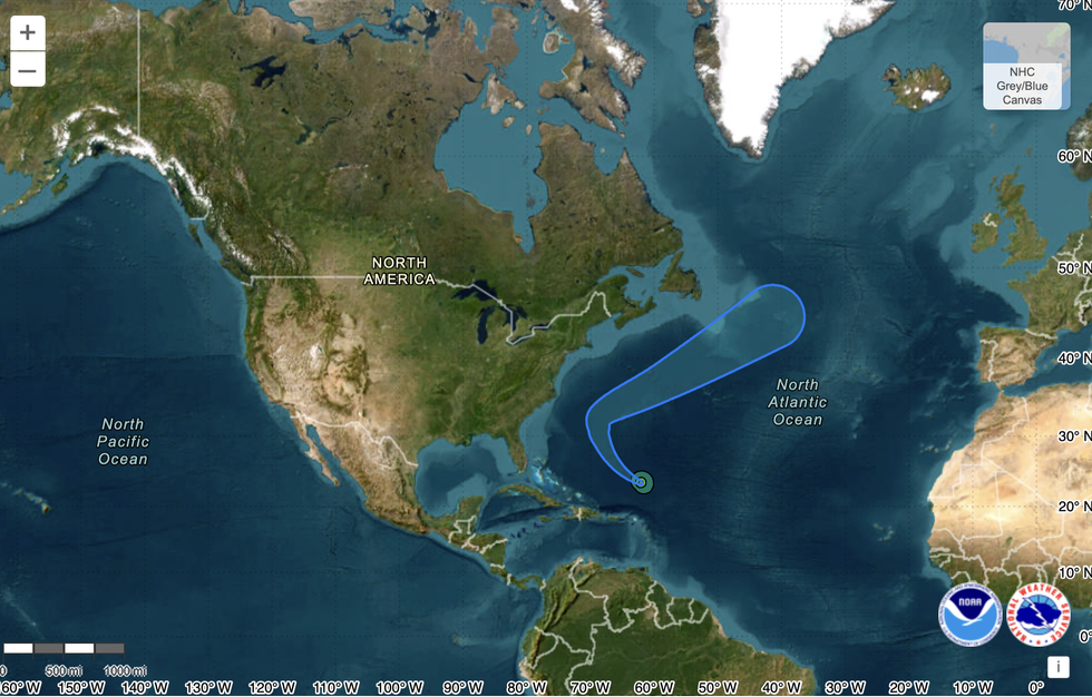 NOAA weather map shows Hurricane \u200bHumberto heading towards UK