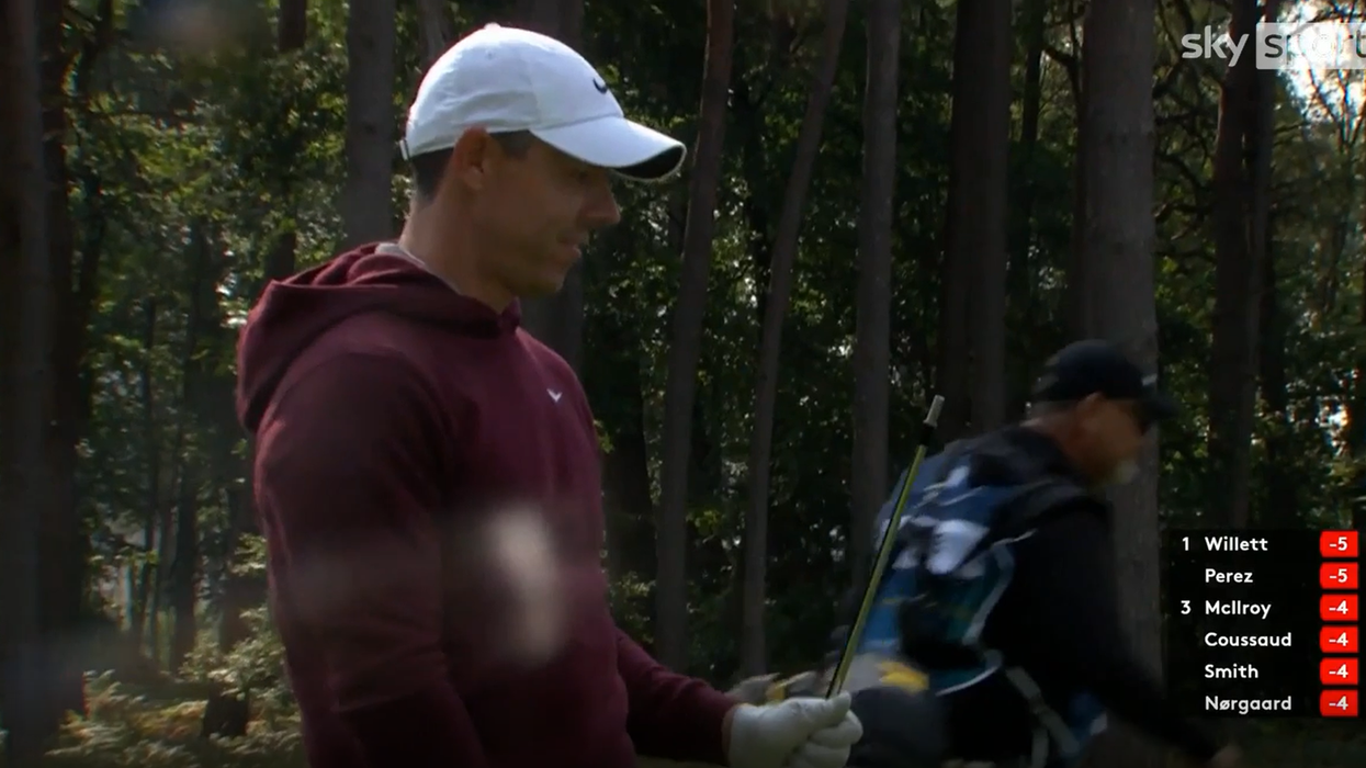 Rory McIlroy breaks golf club and putts backwards in chaotic day at BMW PGA Championship