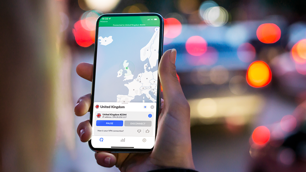 nordvpn app in hand showing it connected to the nearest vpn