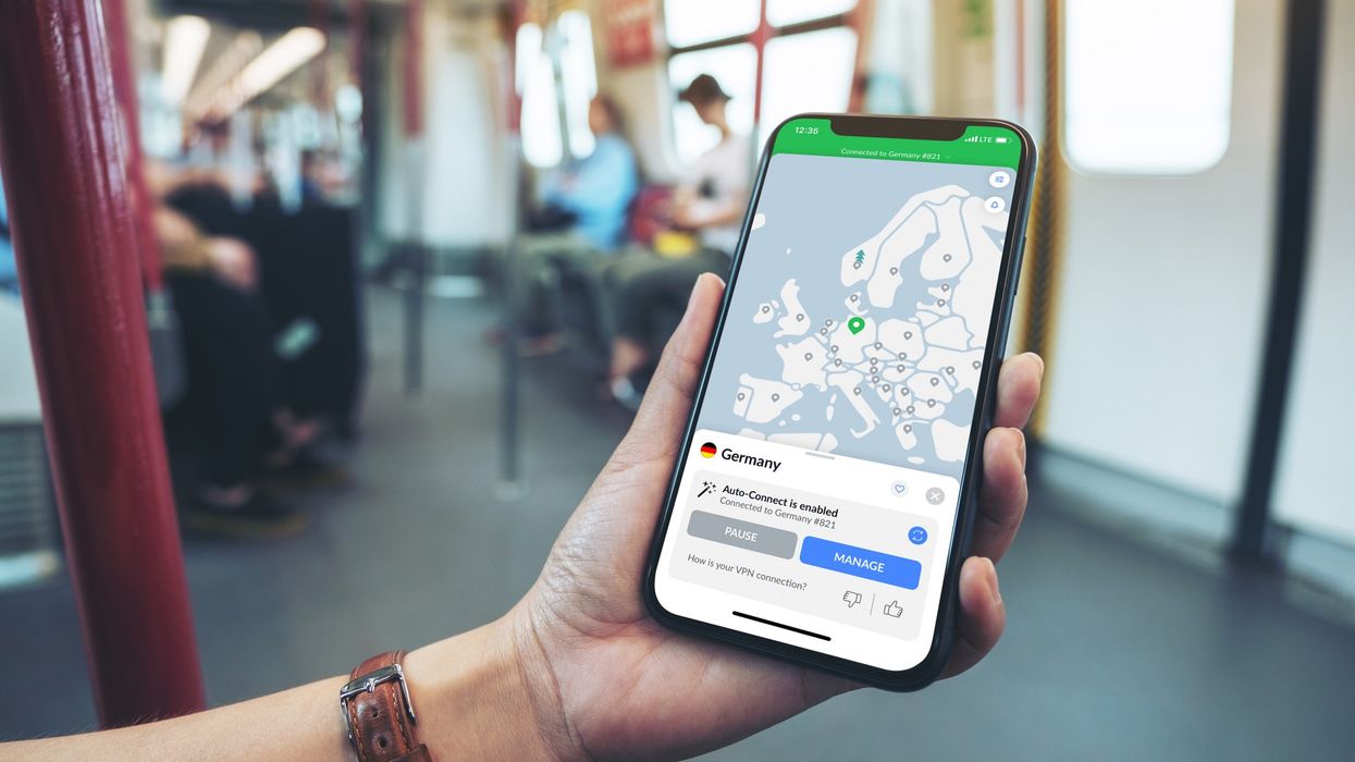 nordvpn pictured running on an iphone held in a person hand