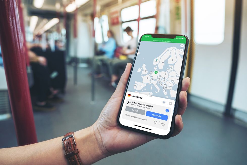 nordvpn pictured running on an iphone held in a person hand