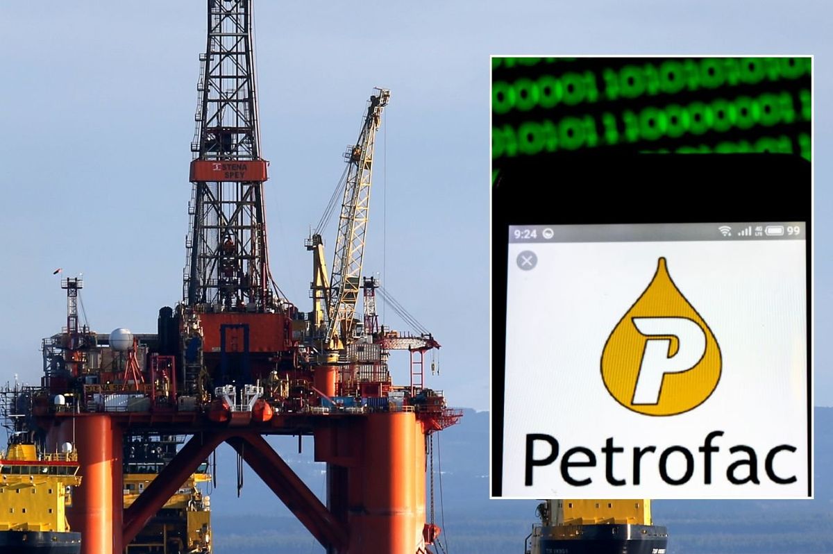 North Sea oil rig and Petrofac logo