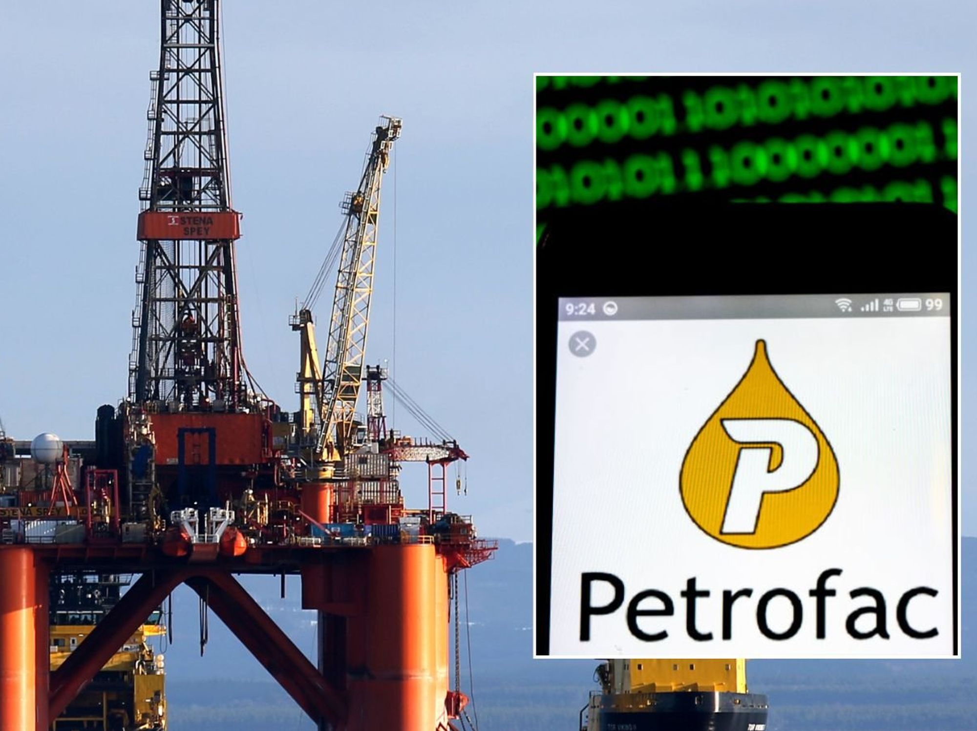 North Sea oil rig and Petrofac logo