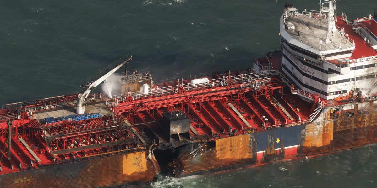 NextImg:Man arrested on suspicion gross negligence manslaughter over oil tanker and cargo ship crash in North Sea