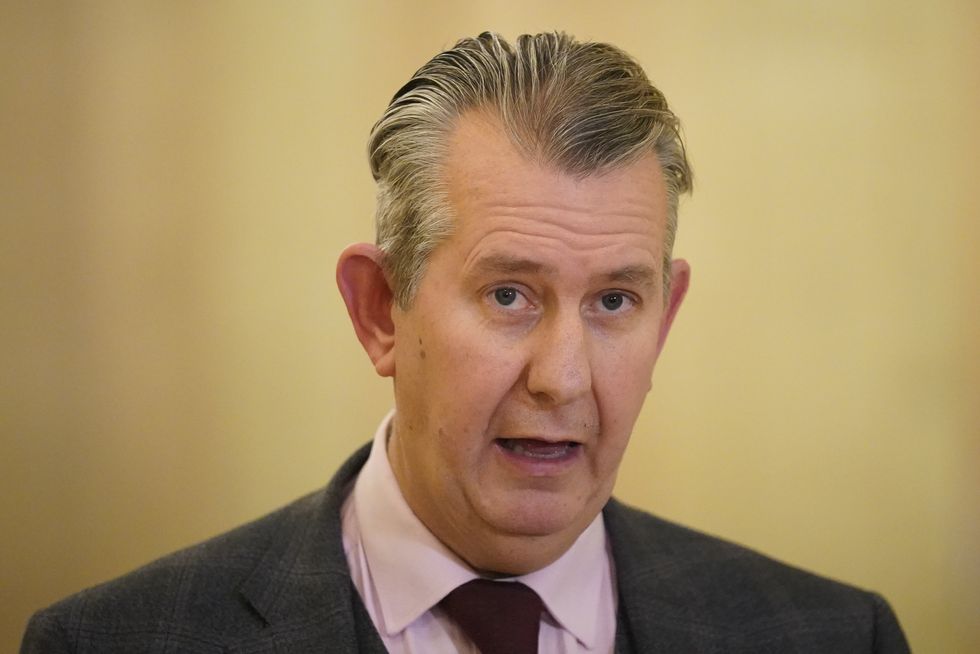 Northern Ireland Agriculture Minister Edwin Poots speaking to the media at the Great Hall in Stormont, Belfast. Picture date: Wednesday February 2, 2022.