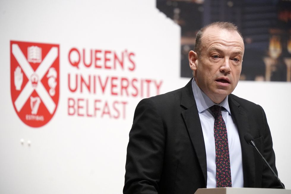 Northern Ireland Secretary Chris Heaton-Harris attending the three-day international conference at Queen's University Belfast