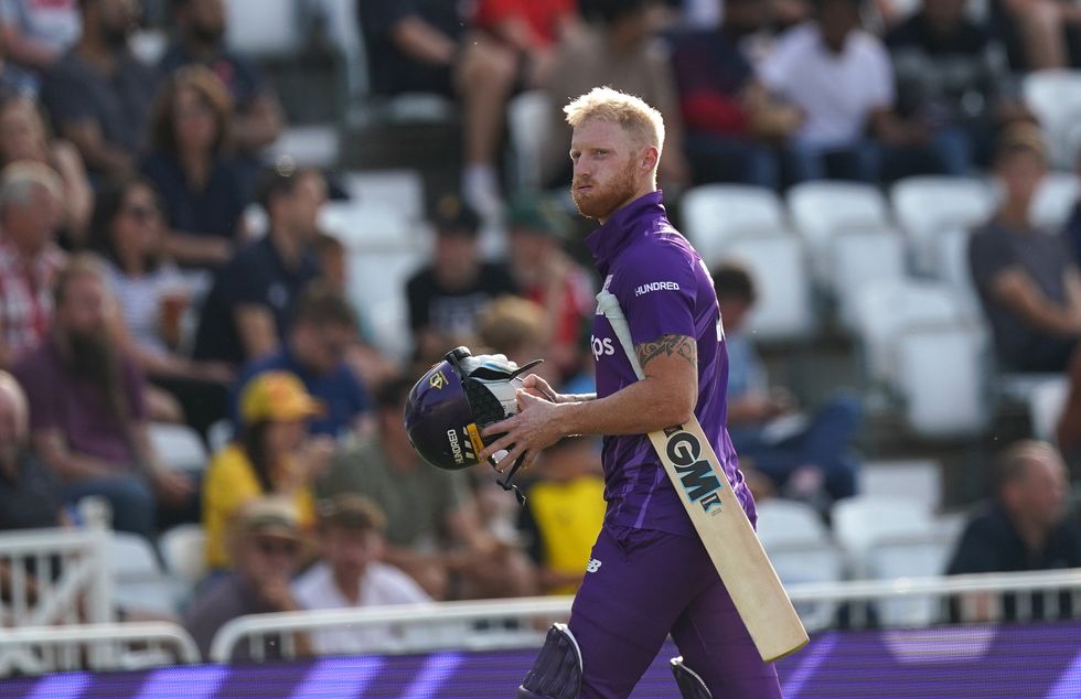 Northern Superchargers' Ben Stokes leaves the game after being dismissed for five runs during The Hundred match at Trent Bridge, Nottingham.
