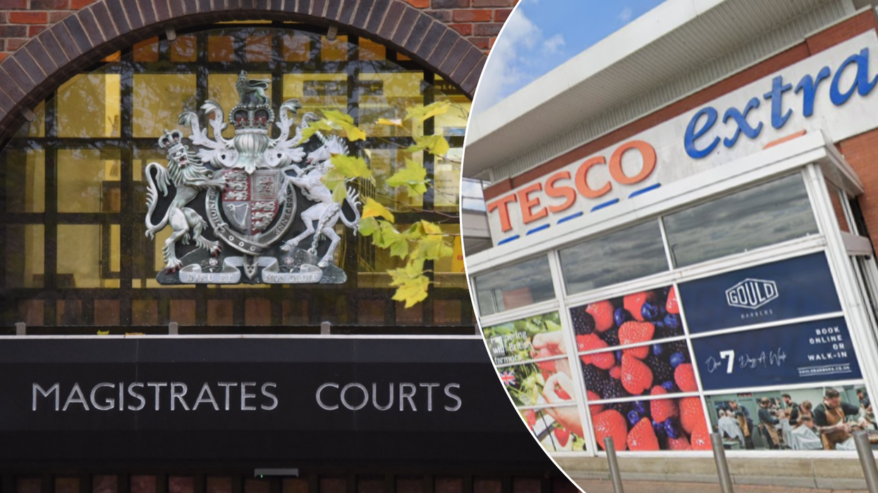 Norwich Magistrates' Court sign/Tesco Extra in Norwich