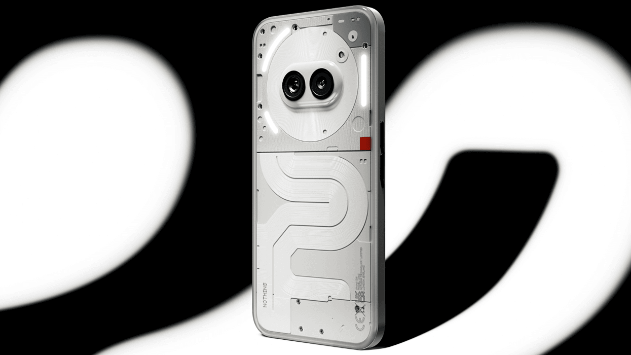 nothing phone 2a in white on a black and white background