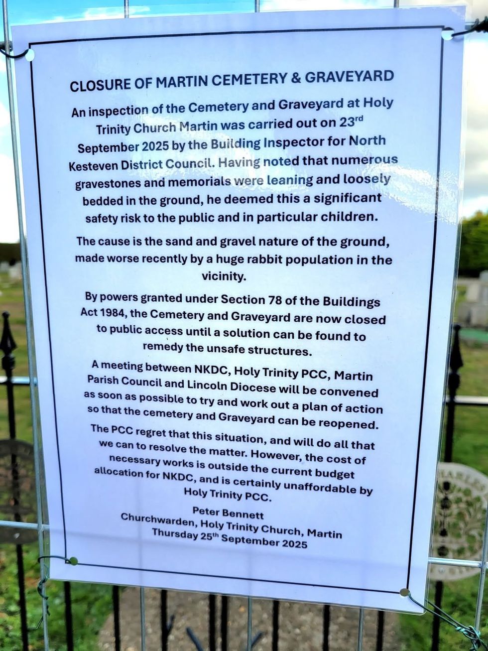 Notice posted at the church