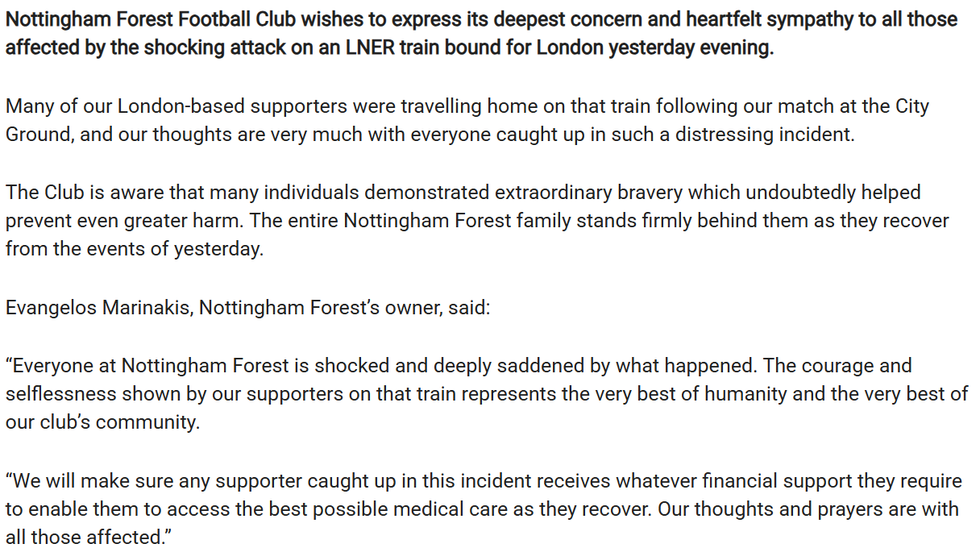 Nottingham Forest statement