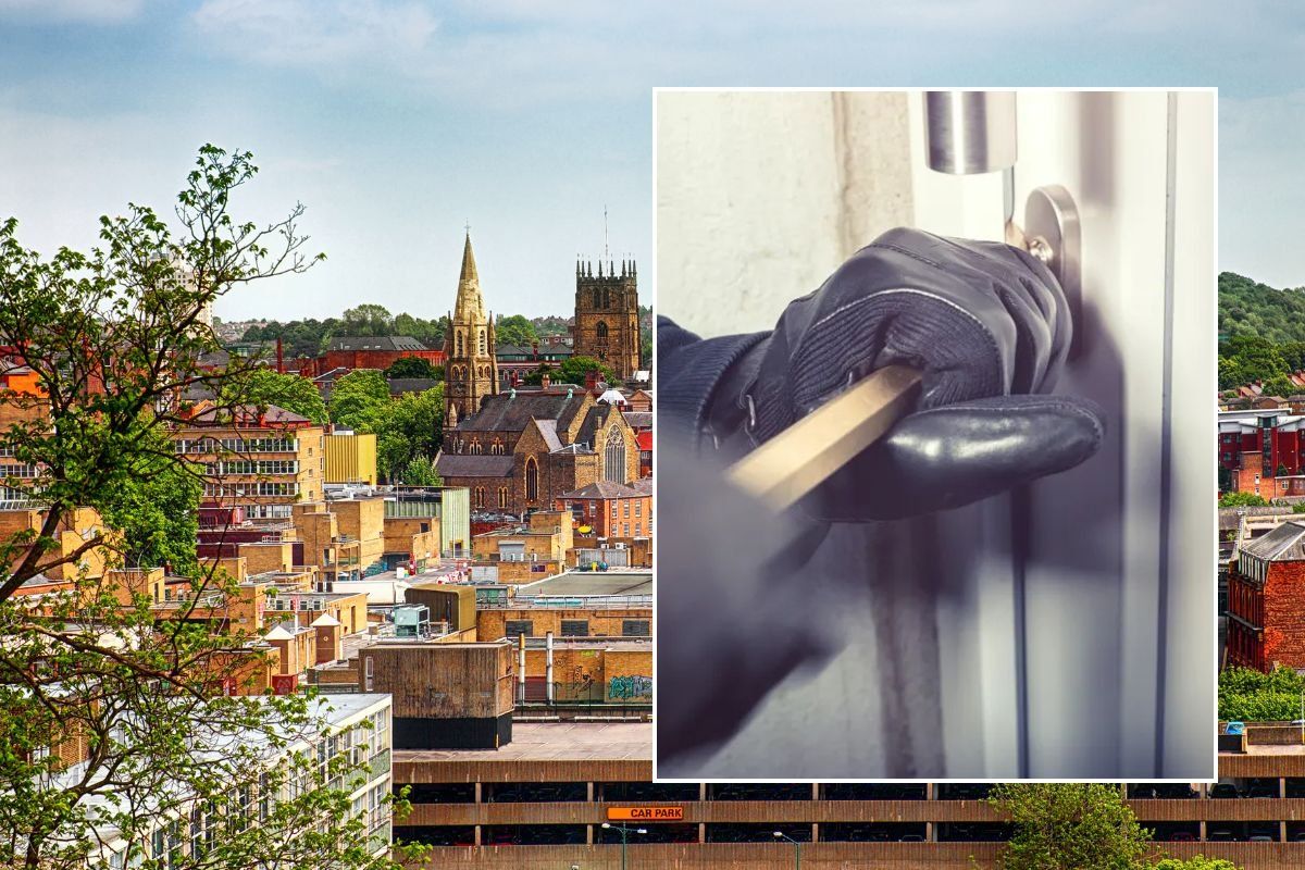 Nottingham skyline / Burglar breaking into house