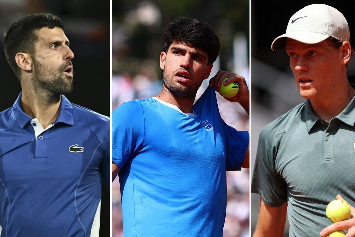 Novak Djokovic, Carlos Alcaraz, and Jannik Sinner