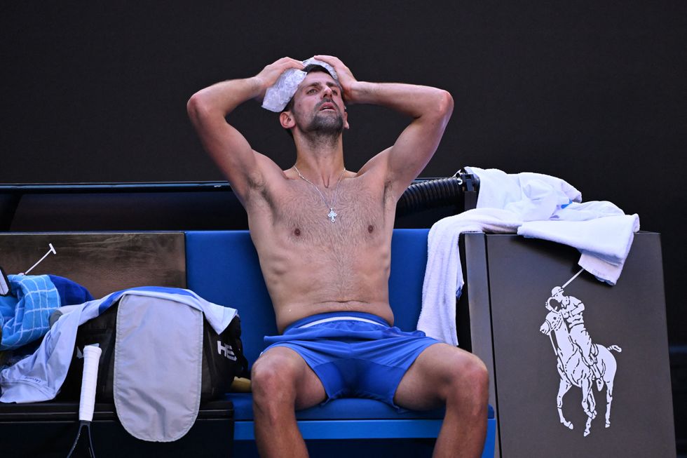 Novak Djokovic was struggling with the heat on court