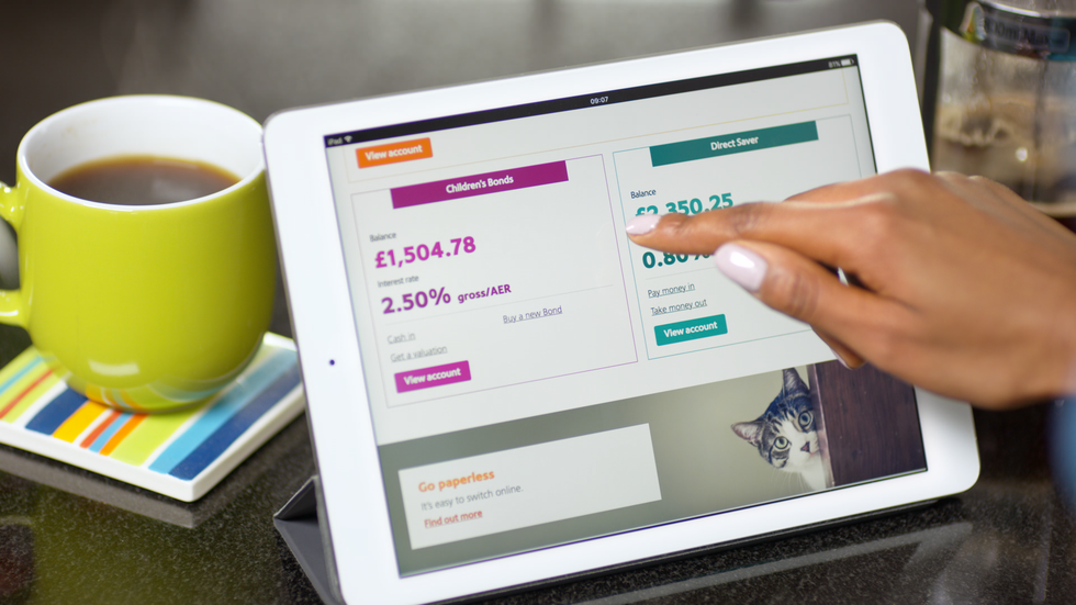 NS&I website being used on tablet