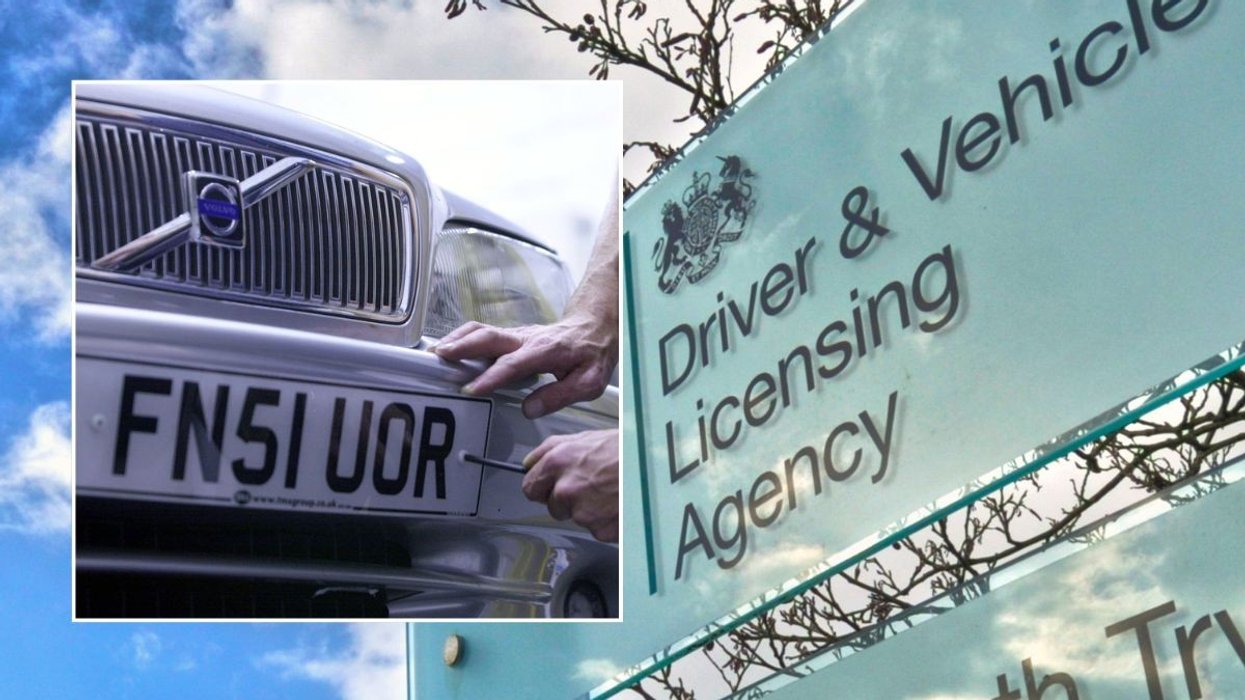 Number plate and a DVLA sign
