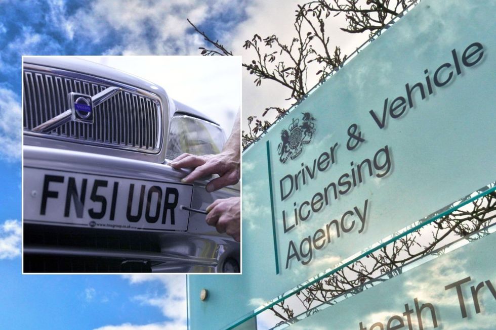 Number plate and a DVLA sign
