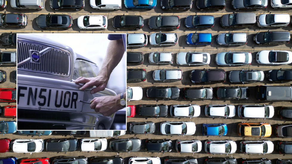 Number plate and parked cars