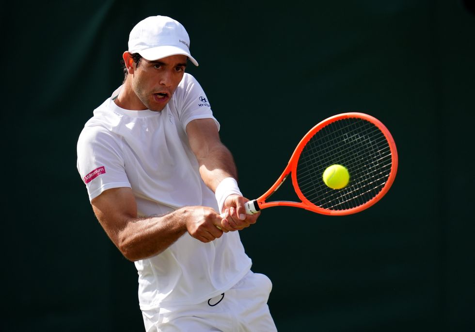 Nuno Borges during his match against Billy Harris on day three of Wimbledon