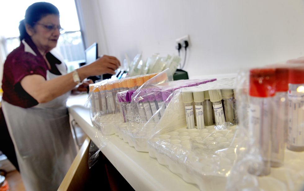 Nurse checking blood tests