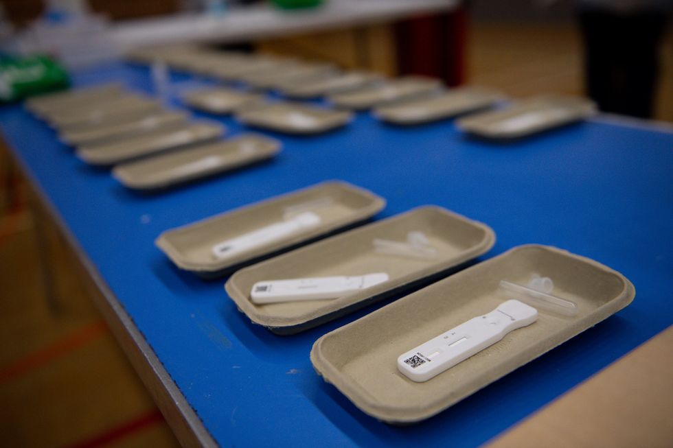 Nurses prepare to administer tests at Dimensions Leisure Centre in Stoke-on-Trent during a testing session held by Stoke-on-Trent City Council using the newly-supplied lateral flow Covid-19 tests.