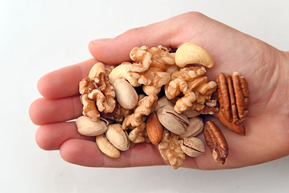Nuts in palm of hand