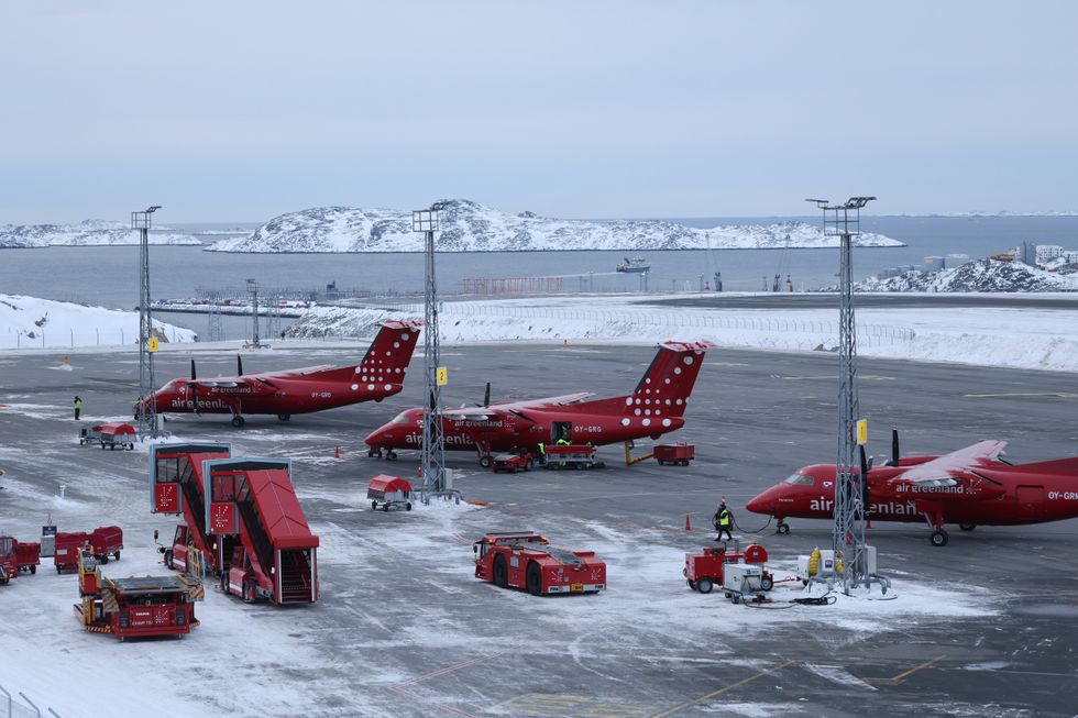 Nuuk airport with Air Greenland planes landing on it