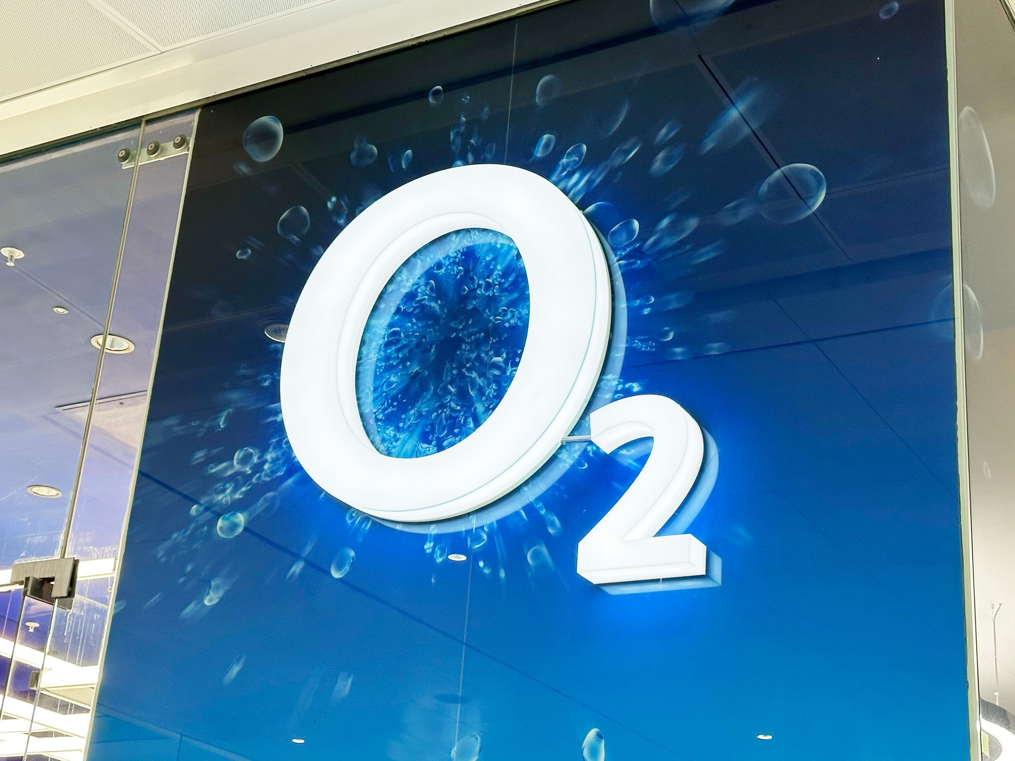 o2 logo pictured outside of one of its high street stores