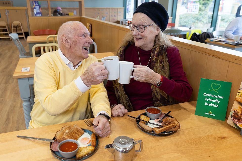 OAPs holding coffee cups in Morrisons caf\u00e9